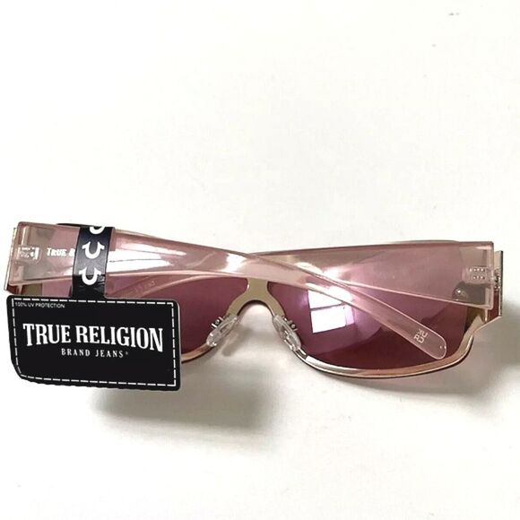 True Religion Rimless Wraparound Sunglasses- Pink Acetate main image 9